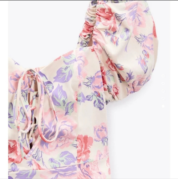 Zara Floral Print Mini Dress NWT - Picture 3 of 5